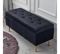 Banc de rangement rectangulaire rembourré en velours avec dessus relevable, banc d'entrée touffeté à boutons, gain de place pour entrée, salon, 150 x 40 x 45 cm