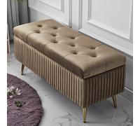 Banc de rangement rectangulaire rembourré en velours avec dessus relevable, siège d'entrée touffeté à boutons, grand espace de rangement, 120 x 40 x 45 cm, idéal pour couloir ou salon