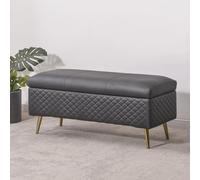 Banc de rangement rembourré avec charnière de sécurité - Grand banc de couloir avec pieds en métal - 140 x 40 x 45 cm