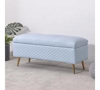 Banc de rangement rembourré avec charnière de sécurité - Grand tabouret d'entrée - Banc de lit extra long avec pieds en métal (110 x 40 x 45 cm)