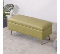 Banc de rangement rembourré avec charnière de sécurité - Repose-pieds d'entrée extra long - Banc de coffre pour entrée - Pieds en métal - 180 x 40 x 45 cm