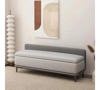 Banc de rangement rembourré avec dossier pour salon ou chambre à coucher Cadre en bois massif Parfait pour l'entrée des magasins et plus encore - Meuble élégant et fonctionnel