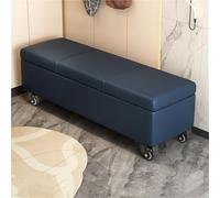 Banc de rangement rembourré avec roulettes - Entrée mobile et bout de lit - Ottomane polyvalente pour salon ou chambre à coucher (bleu, 100 cm)