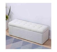 Banc de rangement rembourré blanc avec étagère à chaussures pour salon, couloir, chambre à coucher, 120 x 40 x 40 cm