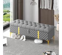 Banc de rangement rembourré de luxe avec pouf, siège de rangement moderne en cuir pour chambre à coucher, repose-pieds et nizer élégant, idéal pour la décoration de la maison et gain de place.