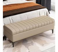 Banc de rangement rembourré en cuir avec repose-pieds, table à langer, structure en bois, tabouret d'entrée élégant et fonctionnel pour la maison