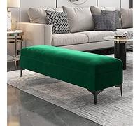 Banc de rangement rembourré en velours de qualité supérieure - Idéal pour la chambre à coucher et l'entrée - Rose et vert - 80 x 40 x 43 cm - 80 x 40 x 43 cm