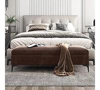 Banc de rangement rembourré en velours de qualité supérieure pour chambre à coucher avec tiroirs, meuble d'entrée marron, 100 x 40 x 43 cm, solution de rangement élégante et fonctionnelle