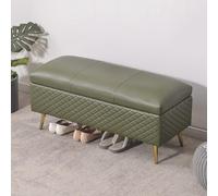Banc de rangement rembourré extra large avec charnière de sécurité - Pied de lit élégant - Pieds en métal durable - Idéal pour couloir et entrée (129,9 x 40 x 45 cm)
