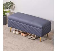 Banc de rangement rembourré extra large avec charnière de sécurité, repose-pieds élégant pour entrée, couloir et bout de lit, pieds en métal durable (180,1 x 40 x 45 cm)