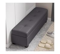 Banc de rangement rembourré extra long en similicuir pour chambre à coucher avec grande capacité, meuble d'entrée élégant, 80 cm, gris