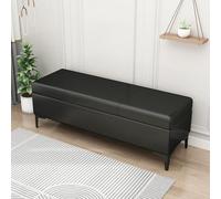 Banc de rangement rembourré extra long en similicuir pour table basse rectangulaire et boîte à jouets pour économiser de l'espace avec un grand espace de rangement