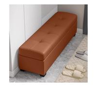 Banc de rangement rembourré extra long pour chambre à coucher, siège d'entrée en simili cuir marron, avec grand espace de rangement, meuble élégant et fonctionnel (120 cm)
