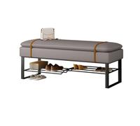 Banc de rangement rembourré gris pour chaussures d'entrée et chambre à coucher en cuir synthétique pour salon et couloir 60 cm Design fonctionnel élégant