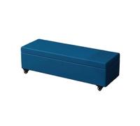 Banc De Rangement Rembourré Mobile avec roulettes Siège À Chaussures Polyvalent pour Salon Et Entrée Matière en Cuir Solution De Rangement Élégante pour La Maison(Peacock Blue,51x17.7x15.7in)