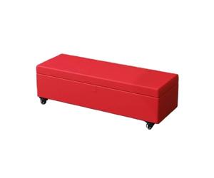 Banc De Rangement Rembourré Mobile avec roulettes Siège À Chaussures Polyvalent pour Salon Et Entrée Matière en Cuir Solution De Rangement Élégante pour La Maison(Red,39.4x17.7x15.7in)