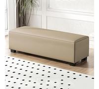Banc de rangement rembourré multifonctionnel en cuir synthétique pour chaussures Ottomane Siège d'entrée pour chambre à coucher et salon 120 x 40 x 40 cm Couleur café clair