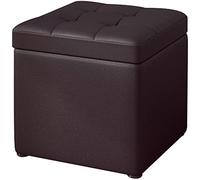 Banc de Rangement rembourré, Pouf, Tabouret Cube, Table de Maquillage, Banc à Chaussures, Repose-Pieds en Cuir capitonné avec Pieds en Bois, idéal pour Le Salon.