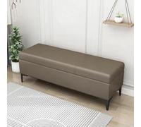 Banc de rangement rembourré pour chambre à coucher, entrée et salon - Banc de rangement multifonction - Banc à chaussures élégant avec rangement caché - Marron clair - 120 cm