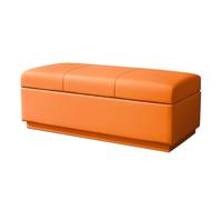 Banc de rangement rembourré pour chambre à coucher et bout de lit Banc de maison avec espace de rangement pour salon, chambre à coucher et café (orange, 150 x 40 cm)