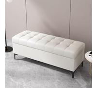 Banc de rangement rembourré pour chambre à coucher et salon - Élégant - Rectangulaire - Avec compartiment caché - Utilisation au bout du lit ou de l'entrée - Blanc - 140 x 40 x 43 cm