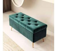 Banc de rangement rembourré vert foncé, banc à chaussures d'entrée, banc multifonctionnel pour chambre à coucher et salon, ottomans élégants pour la maison (taille : 40 cm)