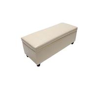 Banc banquette rembourrée coffre de rangement Kriens, cuir reconstitué, 112x45x45cm crème