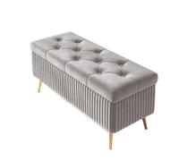 Banc de rangement, repose-pieds capitonné capitonné pour salon et chambre à coucher, design robuste, supporte jusqu'à 150 kg, idéal pour l'entrée et le bout du lit