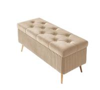 Banc de rangement, repose-pieds capitonné capitonné pour salon et chambre à coucher, design robuste, supporte jusqu'à 150 kg, idéal pour l'entrée et le bout du lit