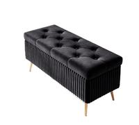 Banc de rangement, repose-pieds capitonné capitonné pour salon et chambre à coucher, design robuste, supporte jusqu'à 150 kg, idéal pour l'entrée et le bout du lit