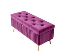 Banc de rangement, repose-pieds capitonné capitonné pour salon et chambre à coucher, design robuste, supporte jusqu'à 150 kg, idéal pour l'entrée et le bout du lit