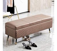 Banc de rangement, repose-pieds moderne en cuir capitonné avec rangement caché, design élégant et pratique