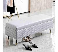 Banc de rangement, repose-pieds moderne en cuir capitonné avec rangement caché, design élégant et pratique