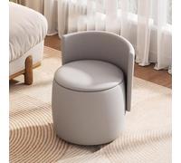 Banc de rangement rond moderne avec dossier rembourré pour chambre à coucher, salle de maquillage, salon, repose-pieds et espace de rangement supplémentaire, meuble élégant et fonctionnel