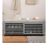 Banc de rangement rustique avec compartiments cachés et coussin amovible, parfait pour l'entrée, le couloir, le foyer ou la chambre à coucher