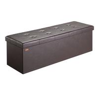 Casaria® Banc de Rangement Brun 115 x 38 x 38 cm Siège Coffre de Rangement Pliable 131L pour Salon Chambre Couloir