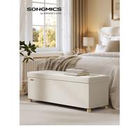 Banc de Rangement - SONGMICS - Velours Beige Cappuccino - 112L - Pliable - 300kg