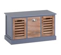 IDIMEX Banc de Rangement TRIENT Meuble Bas Coffre 3 caisses, en MDF et Bois de Paulownia Finition Gris et Bois Naturel Style Vintage Maison de Campagne
