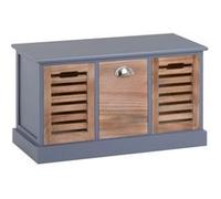 IDIMEX Banc de Rangement TRIENT Meuble Bas Coffre 3 caisses, en MDF et Bois de Paulownia Finition Gris et Bois Naturel Style Vintage Maison de Campagne