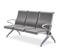 Banc de réception à dossier haut pour 3 personnes avec accoudoirs - Siège d'attente confortable pour aéroport, hôpital, banque, salon et salon de coiffure