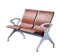 Banc de Réception D'aéroport 2 Places, Banc de Salle D'attente avec Dossiers et Accoudoirs, Capacité de 500 Kg, Panneau en Polyuréthane, Structure en Acier, pour Hall D'entrée, Clinique(Brown)