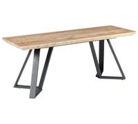 Banc de Repas Moderne Pieds en Métal et Plateau MDF Bois clair et Noir Upton