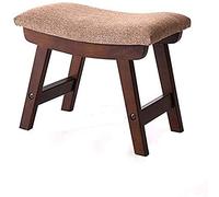 Banc de repose-pieds ottoman rembourré - Tabouret élégant pour changer de chaussures avec pieds en bois massif et tissu de lin - Siège de canapé polyvalent pour salon, chambre à coucher, entrée
