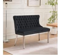 Banc de salle à manger capitonné - Velours noir - Dimensions: 58x116x89.5 cm - Poids: 13.5 kg