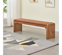 Banc de salle à manger de ferme en bois massif avec coussin rembourré, étagère à chaussures d'intérieur polyvalente et assise au bout de lit, mobilier de salon traditionnel moderne (finition noyer)