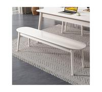 Banc de salle à manger en bois de chêne massif avec bords arrondis pour entrée, chambre à coucher, cuisine ou couloir, banc à chaussures du milieu du siècle, meuble d'intérieur (blanc, 120 cm)