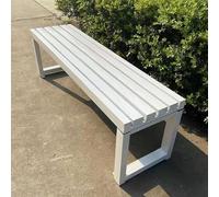 Banc de salle à manger en métal résistant aux intempéries de 101,6 cm, banc de terrasse d'extérieur dos nu pour 2 personnes, siège de jardin de ferme, idéal pour cuisine, salon, entrée (blanc)