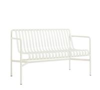 Banc de Salle à Manger Palissade avec Accoudoirs, Blanc Crème