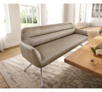 Banc-de-salle-à-manger Taya-Flex 200 cm microfibre beige vintage pied croisé angulaire acier inoxydable ressort ensaché