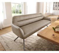 Banc-de-salle-à-manger Taya-Flex 200 cm microfibre beige vintage pied croisé angulaire grafiete ressort ensaché